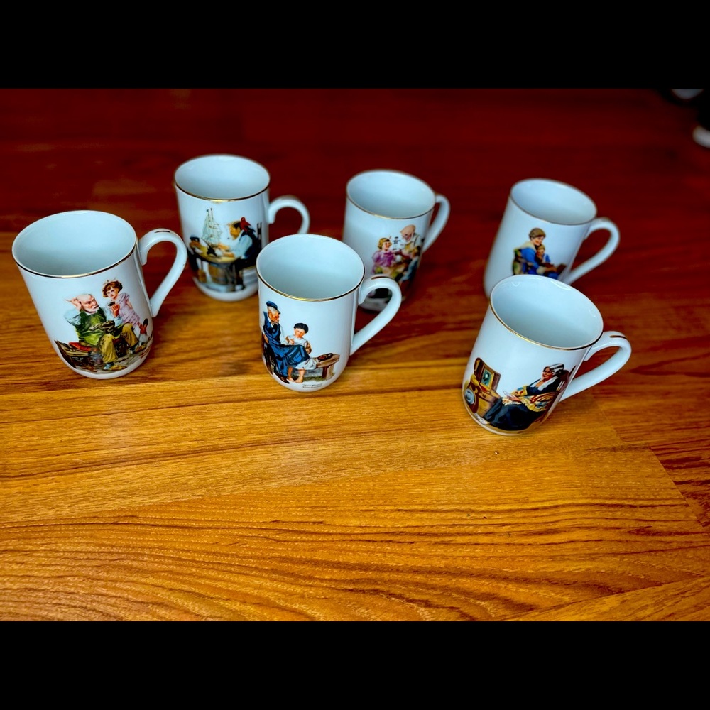 Set of 6 1982 Norman Rockwell Mugs